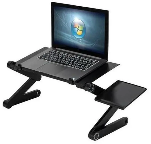 Alt view image 2 of 7 - 360° Adjustable Folding Laptop Notebook Desk + Cooling Fan Table Stand Bed Tray