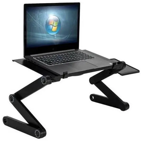Alt view image 4 of 7 - 360° Adjustable Folding Laptop Notebook Desk + Cooling Fan Table Stand Bed Tray