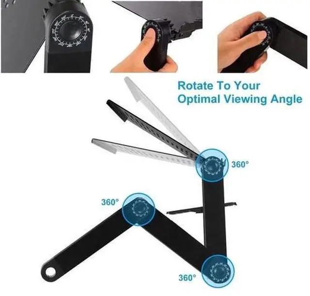 Alt view image 7 of 7 - 360° Adjustable Folding Laptop Notebook Desk + Cooling Fan Table Stand Bed Tray
