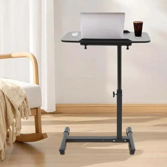 Alt view image 6 of 7 - Mobile Standing Desk Rolling Laptop Table Adjustable Hospital & Home Bed Table