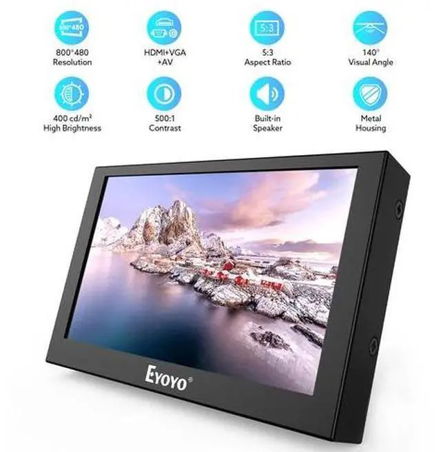 Alt view image 2 of 3 - 5" Mini HDMI Monitor 800x480 Portable LCD Display HDMI/VGA/BNC/AV for CCTV