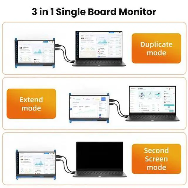 Alt view image 7 of 7 - 7'' Touch Screen Raspberry Pi HDMI Monitor 1024x600 IPS Portable LCD PC Display