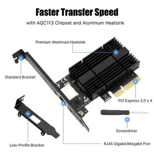 Alt view image 5 of 7 - 10 Gigabit PCIe Ethernet Card AQC113 RJ45 Network Adapter for Server & Desktop