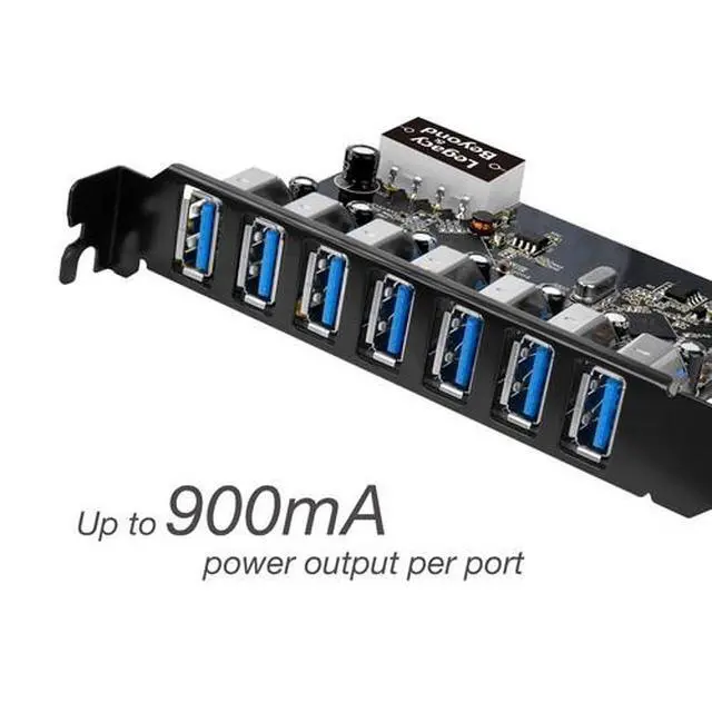 Alt view image 2 of 6 - SIIG USB 3.0 7-Port External PCIe Host Adapter - Supports UASP (LB-US0514-S1)