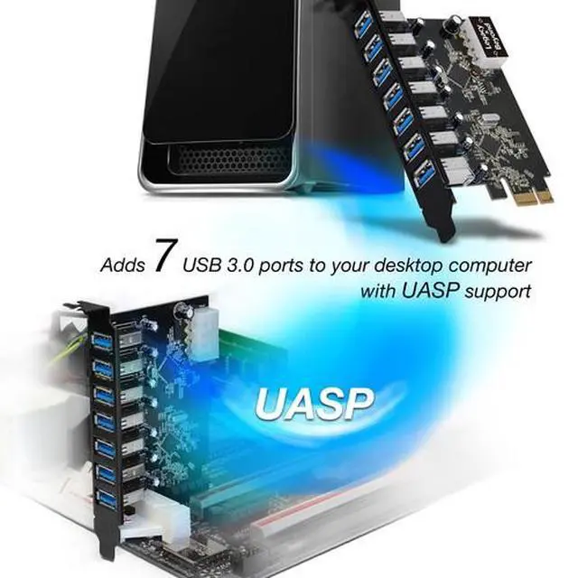 Alt view image 5 of 6 - SIIG USB 3.0 7-Port External PCIe Host Adapter - Supports UASP (LB-US0514-S1)