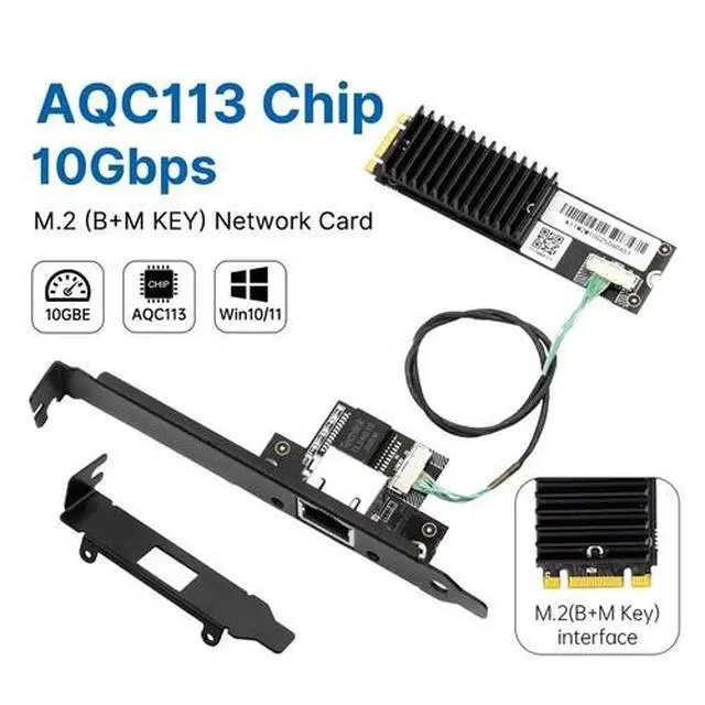 Alt view image 4 of 7 - AQC113 M.2 B+M 10GbE Network Card to RJ45 Ethernet Network Adapter for Desktop