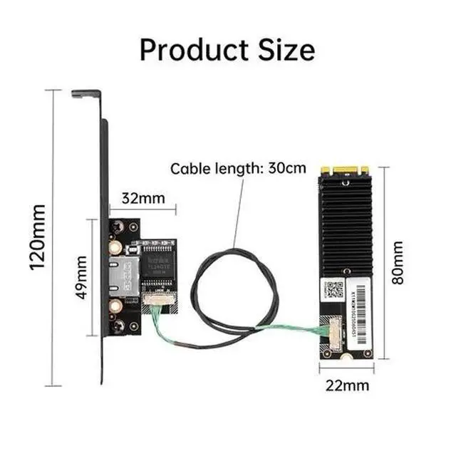 Alt view image 3 of 7 - AQC113 M.2 B+M 10GbE Network Card to RJ45 Ethernet Network Adapter for Desktop