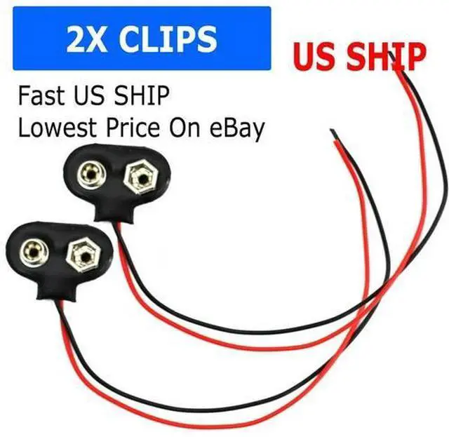 Main image of New Pack of 2x 9V Battery Connector Snap Clip Wire Connector Lead Holder T Type