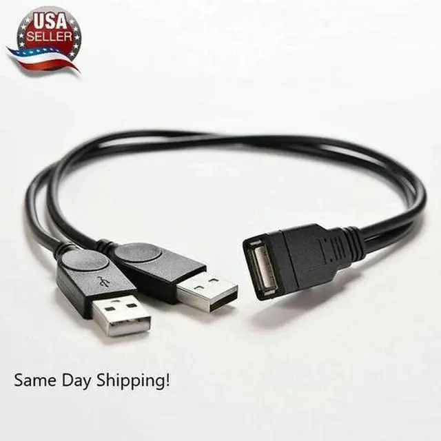 Main image of USB 2.0 Female to 2 Dual USB Male Power Adapter Y Splitter Cable Cord Connector