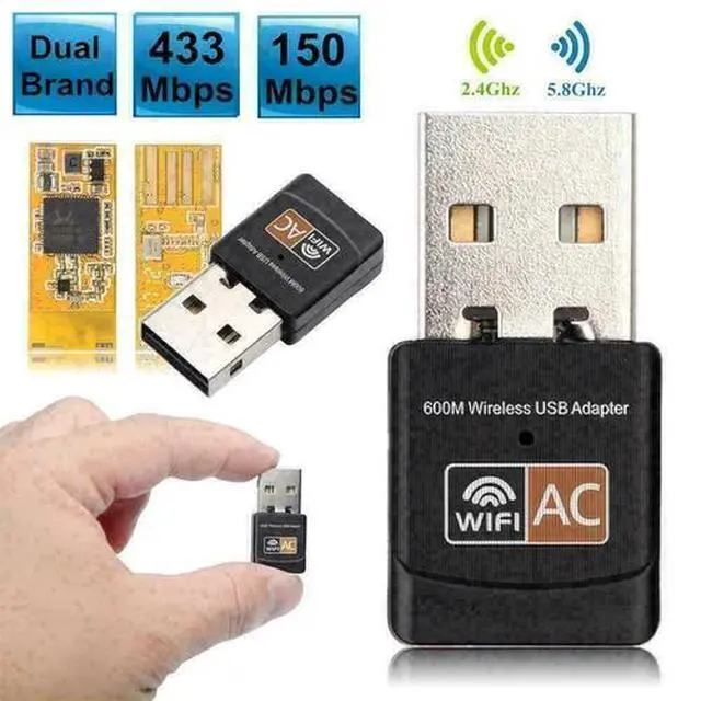 Alt view image 2 of 7 - AC600 Mbps Dual Band 2.4/5Ghz Wireless USB Mini WiFi Network Adapter 802.11