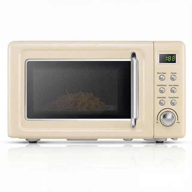 Main image of ARLIME Retro Microwave 0.7Cu.ft, 700 Watt Countertop Microwave with 5 Micro Power Defrost & Auto Cooking Function, LED Display, Child Lock, Small Microwave for Kitchen, RV, Dorm, Cream White