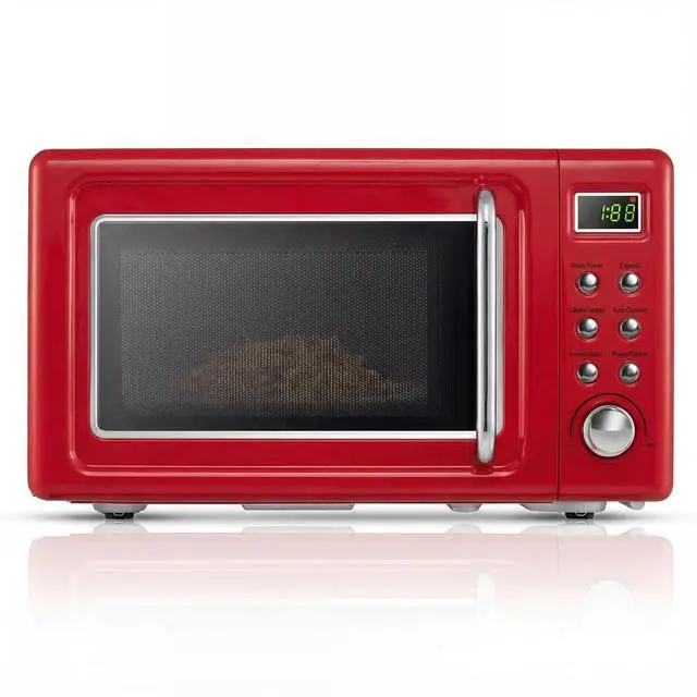 Main image of ARLIME Retro Microwave 0.7Cu.ft, 700 Watt Countertop Microwave with 5 Micro Power Defrost & Auto Cooking Function, LED Display, Child Lock, Small Microwave for Kitchen, RV, Dorm (Retro Red)