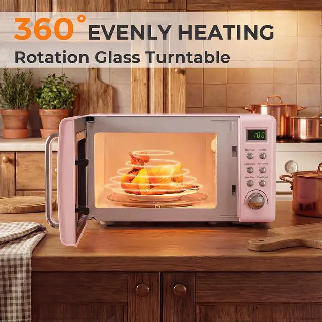 Alt view image 2 of 7 - ARLIME Retro Microwave 0.7Cu.ft, 700 Watt Countertop Microwave