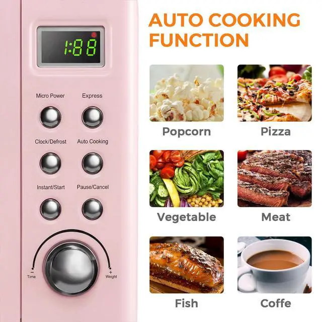 Alt view image 3 of 7 - ARLIME Retro Microwave 0.7Cu.ft, 700 Watt Countertop Microwave