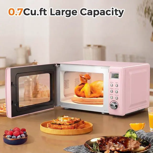 Alt view image 5 of 7 - ARLIME Retro Microwave 0.7Cu.ft, 700 Watt Countertop Microwave