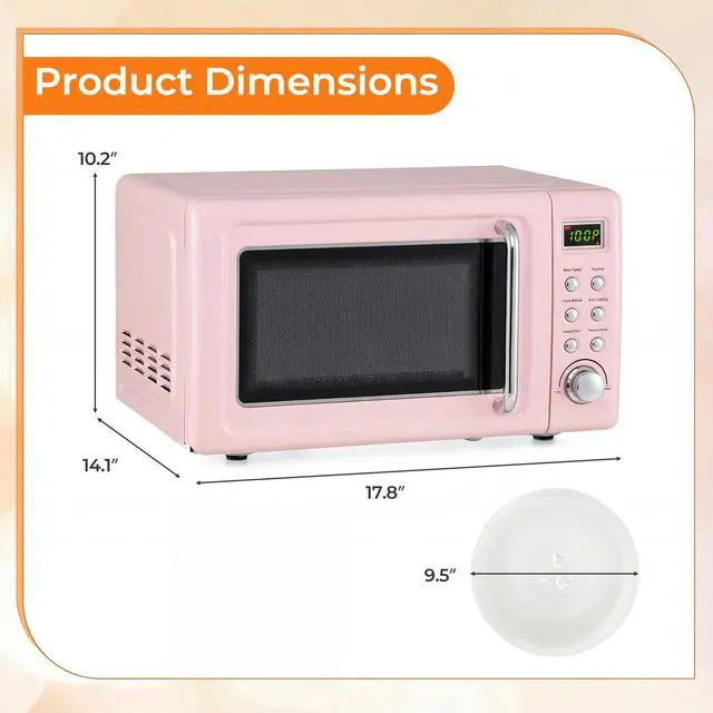 Alt view image 7 of 7 - ARLIME Retro Microwave 0.7Cu.ft, 700 Watt Countertop Microwave