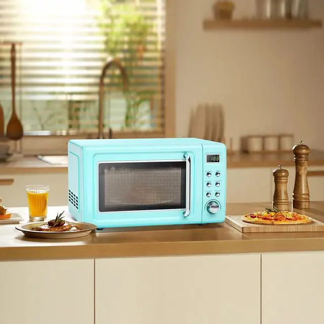Alt view image 7 of 7 - ARLIME Retro Microwave 0.7Cu.ft, 700 Watt Countertop Microwave with 5 Micro Power Defrost & Auto Cooking Function, LED Display, Child Lock, Small Microwave for Kitchen, RV, Dorm (Green)