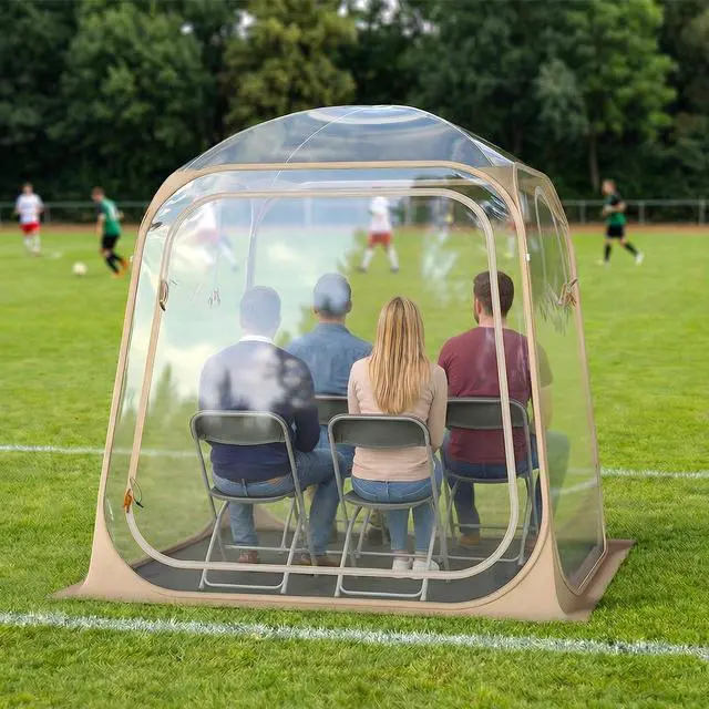 Alt view image 2 of 7 - SPORFIT Pop up Sports Tent, Portable Weather Pod for 1-6 Person, Garden Screen House Shelter with Floor Mat & Carry Bag, Outdoor Clear Bubble Tent for Sports Event Soccer Camping (7 x 7 x 6.4 ft)