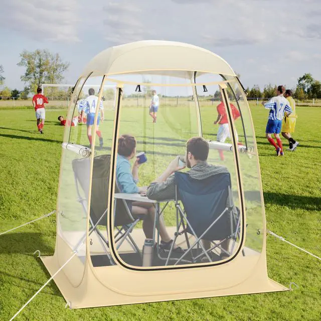 Main image of SPORFIT Pop up Sports Tent, Portable Weather Pod for 1-6 Person, Garden Screen House Shelter with Floor Mat & Carry Bag, Outdoor Clear Bubble Tent for Sports Event Soccer Camping (4.2 x 4.2 x 5.2 ft)