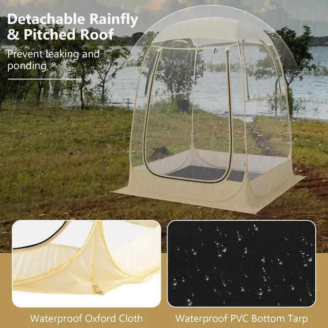 Alt view image 4 of 7 - SPORFIT Pop up Sports Tent, Portable Weather Pod for 1-6 Person, Garden Screen House Shelter with Floor Mat & Carry Bag, Outdoor Clear Bubble Tent for Sports Event Soccer Camping (4.2 x 4.2 x 5.2 ft)