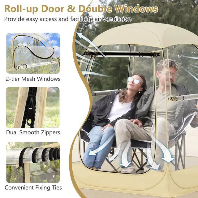 Alt view image 6 of 7 - SPORFIT Pop up Sports Tent, Portable Weather Pod for 1-6 Person, Garden Screen House Shelter with Floor Mat & Carry Bag, Outdoor Clear Bubble Tent for Sports Event Soccer Camping (4.2 x 4.2 x 5.2 ft)