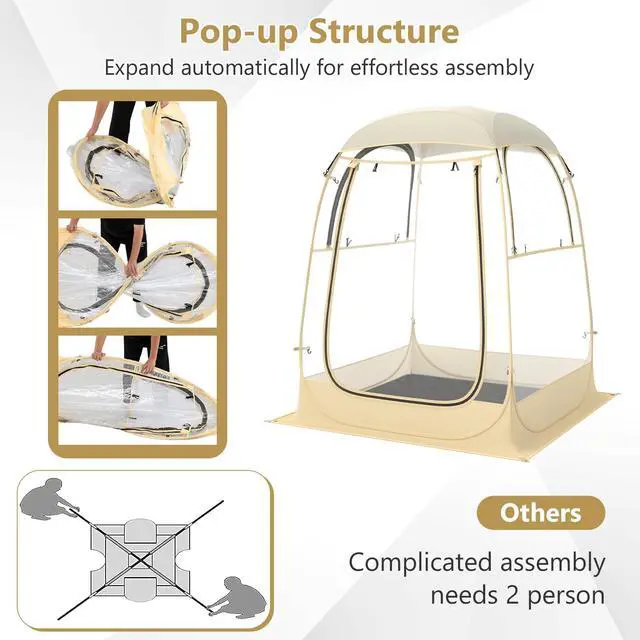 Alt view image 5 of 7 - SPORFIT Pop up Sports Tent, Portable Weather Pod for 1-6 Person, Garden Screen House Shelter with Floor Mat & Carry Bag, Outdoor Clear Bubble Tent for Sports Event Soccer Camping (4.2 x 4.2 x 5.2 ft)