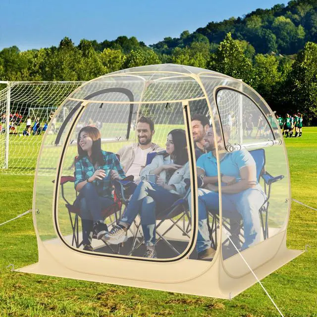 Alt view image 2 of 7 - SPORFIT Pop up Sports Tent, Portable Weather Pod for 1-6 Person, Garden Screen House Shelter with Floor Mat & Carry Bag, Outdoor Clear Bubble Tent for Sports Event Soccer Camping (6 x 6 x 5.4 ft)