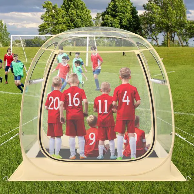 Main image of SPORFIT Pop up Sports Tent, Portable Weather Pod for 1-6 Person, Garden Screen House Shelter with Floor Mat & Carry Bag, Outdoor Clear Bubble Tent for Sports Event Soccer Camping (6 x 6 x 5.4 ft)