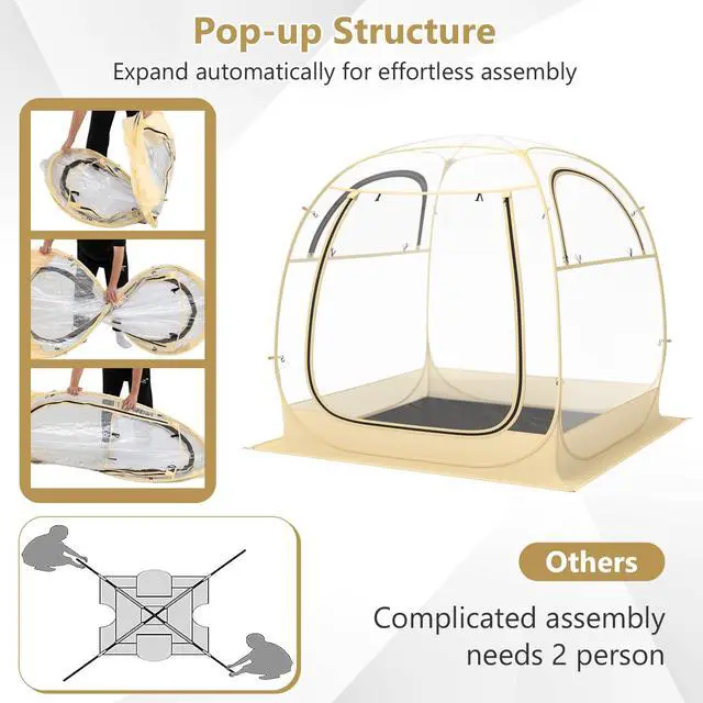 Alt view image 6 of 7 - SPORFIT Pop up Sports Tent, Portable Weather Pod for 1-6 Person, Garden Screen House Shelter with Floor Mat & Carry Bag, Outdoor Clear Bubble Tent for Sports Event Soccer Camping (6 x 6 x 5.4 ft)