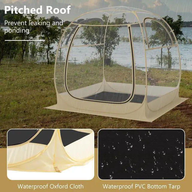 Alt view image 5 of 7 - SPORFIT Pop up Sports Tent, Portable Weather Pod for 1-6 Person, Garden Screen House Shelter with Floor Mat & Carry Bag, Outdoor Clear Bubble Tent for Sports Event Soccer Camping (6 x 6 x 5.4 ft)