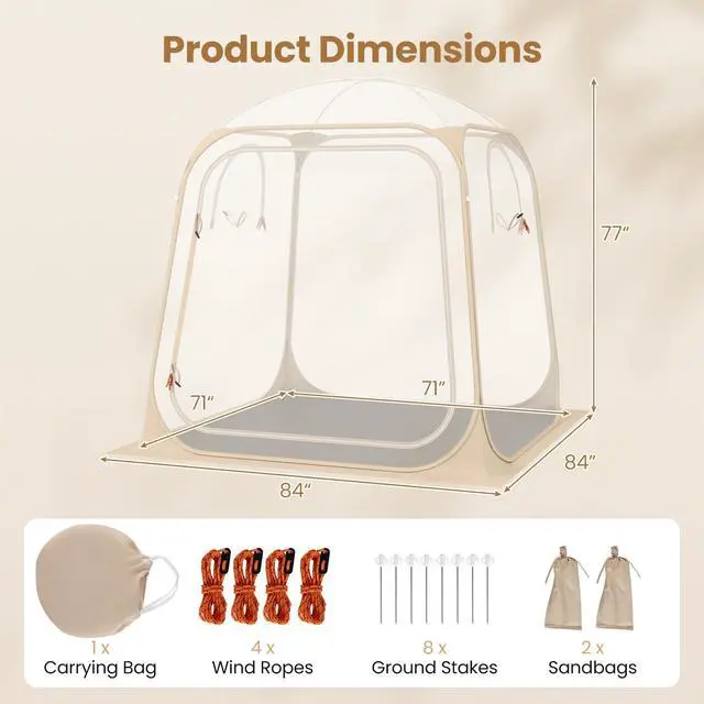 Alt view image 3 of 7 - SPORFIT Pop up Sports Tent, Portable Weather Pod for 1-6 Person, Garden Screen House Shelter with Floor Mat & Carry Bag, Outdoor Clear Bubble Tent for Sports Event Soccer Camping (7 x 7 x 6.4 ft)