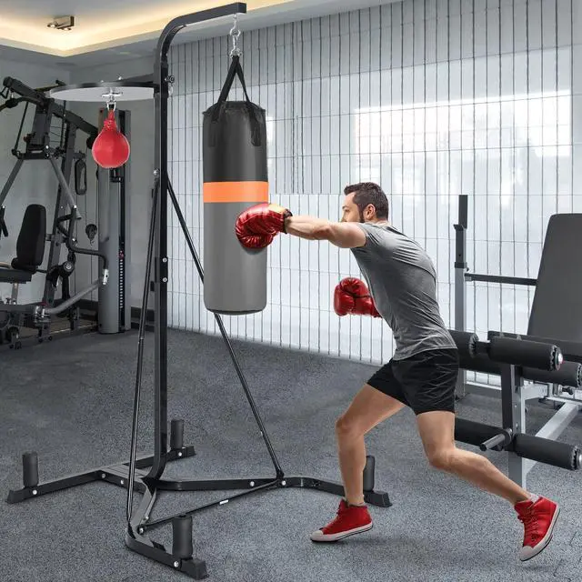 Alt view image 2 of 7 - SPORFIT 2-in-1 Punching Bag Stand for Adults, Heavy Bag Stand with Height Adjustable Speed Bag, Weighted Base Hold Up to 220 LBS, Freestanding Boxing Equipment for Home Gym Fitness MMA Training