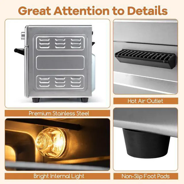 Alt view image 6 of 7 - ARLIME 14-in-1 Air Fryer Toaster Oven Combo, 1700W Stainless Steel Countertop Convection Oven with Bake, Rotisserie, Dehydrate & Defrost Functions, 26 QT Large Capacity, 60-Minute Timer & Accessories