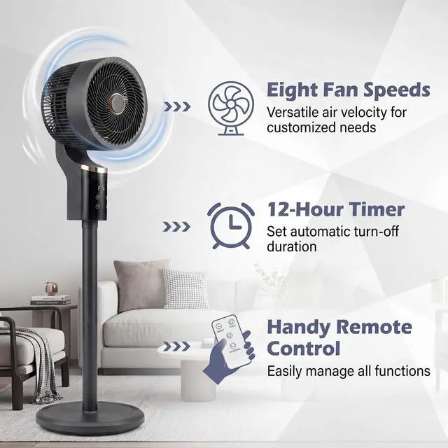 Alt view image 3 of 7 - ARLIME Pedestal Fan, Quiet Standing Fan with Remote Control