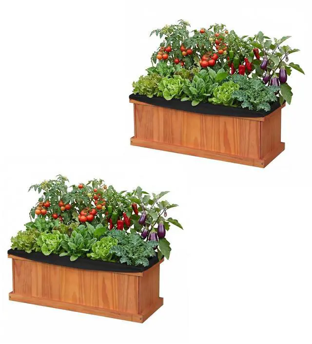 Main image of SPORFIT Wooden Raised Garden Bed, Large Rectangular Planter with Drainage Holes, Removable Bottom & Liner for Flowers Vegetables, Outdoor Elevated Planter Box for Yard Patio Balcony (2, 28x10x10)