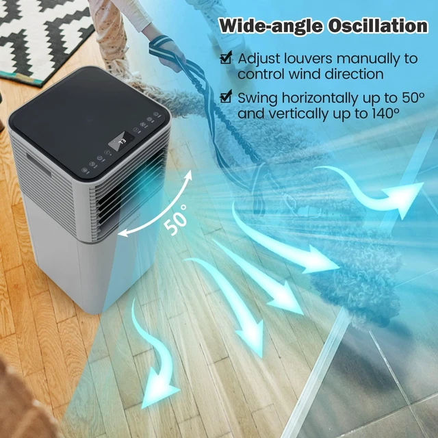 Alt view image 3 of 7 - ARLIME Portable Air Conditioners, 8000 BTU Air Unit Cools up to 230 sq. ft. Freestanding Air Cooler w/Fan & Dehumidifier, Remote Control, Window Mount Kits for Home Office, Gray