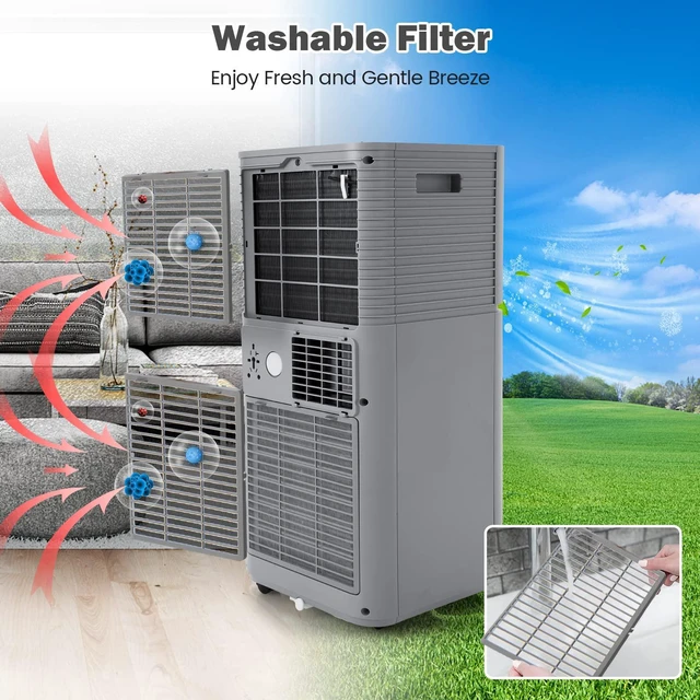 Alt view image 5 of 7 - ARLIME Portable Air Conditioners, 8000 BTU Air Unit Cools up to 230 sq. ft. Freestanding Air Cooler w/Fan & Dehumidifier, Remote Control, Window Mount Kits for Home Office, Gray