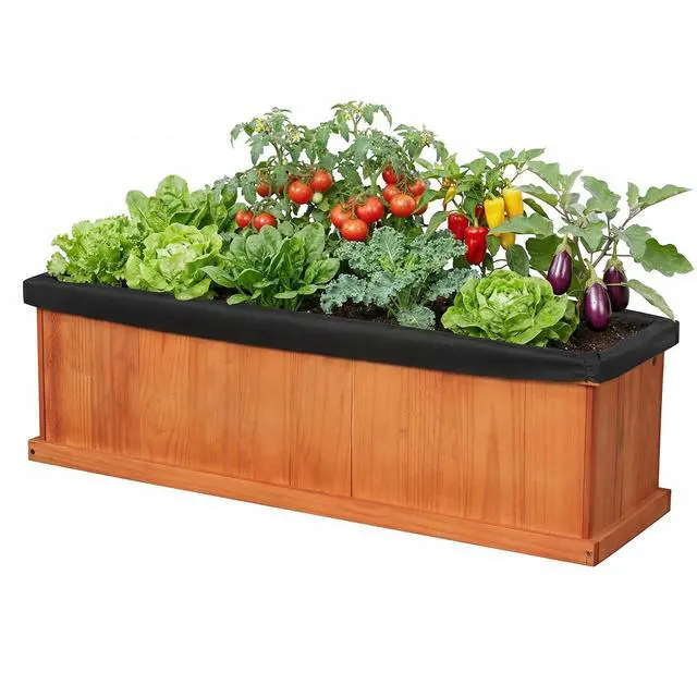 Main image of SPORFIT Wooden Raised Garden Bed, Large Rectangular Planter with Drainage Holes, Removable Bottom & Liner for Flowers Vegetables, Outdoor Elevated Planter Box for Yard Patio Balcony (1, 40x13x12)