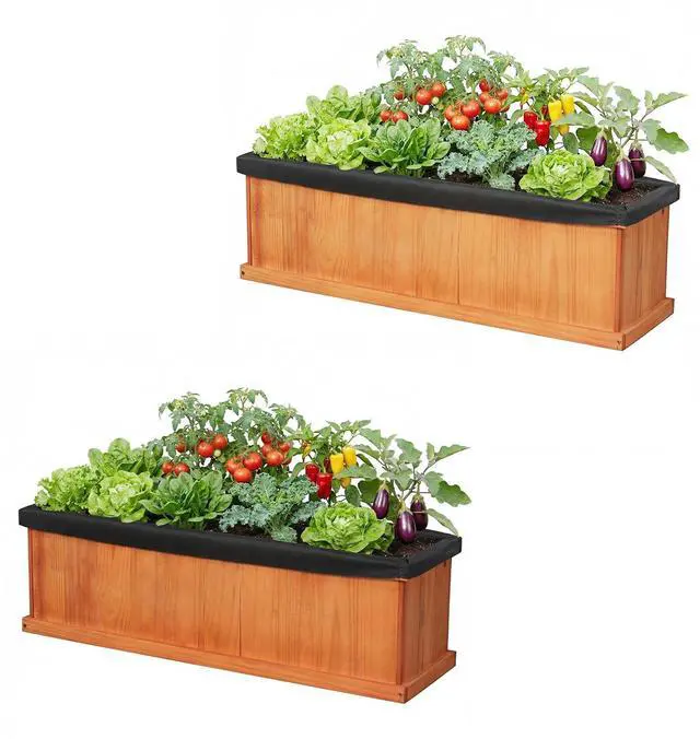 Main image of SPORFIT Wooden Raised Garden Bed, Large Rectangular Planter with Drainage Holes, Removable Bottom & Liner for Flowers Vegetables, Outdoor Elevated Planter Box for Yard Patio Balcony (2, 40x13x12)