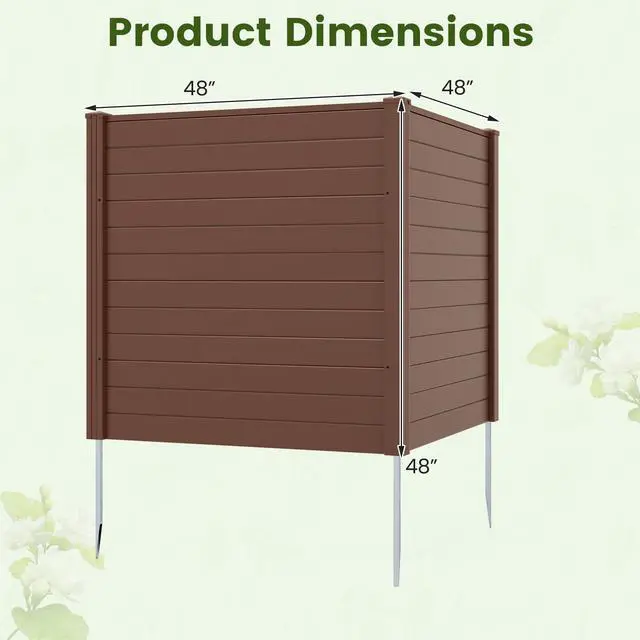 Alt view image 3 of 7 - SPORFIT 48''W x 48''H Privacy Screen Outdoor with Galvanized Stakes, Privacy Panels Outdoor with Weather Kit, Air Conditioner Fence with Decorative Caps for Patio Lawn AC, Pool Pump, Trash (1, Brown)
