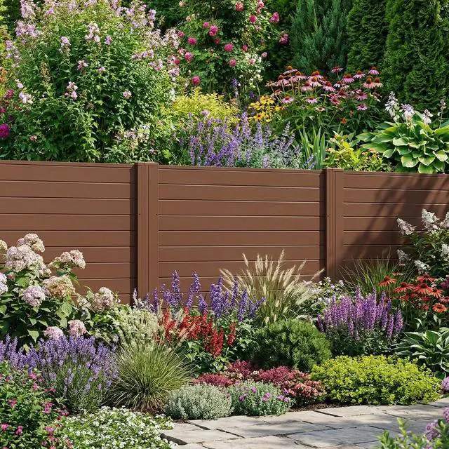 Alt view image 4 of 7 - SPORFIT 48''W x 48''H Privacy Screen Outdoor with Galvanized Stakes, Privacy Panels Outdoor with Weather Kit, Air Conditioner Fence with Decorative Caps for Patio Lawn AC, Pool Pump, Trash (1, Brown)