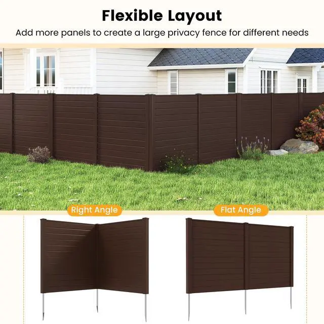 Alt view image 7 of 7 - SPORFIT 48''W x 48''H Privacy Screen Outdoor with Galvanized Stakes, Privacy Panels Outdoor with Weather Kit, Air Conditioner Fence with Decorative Caps for Patio Lawn AC, Pool Pump, Trash (1, Brown)