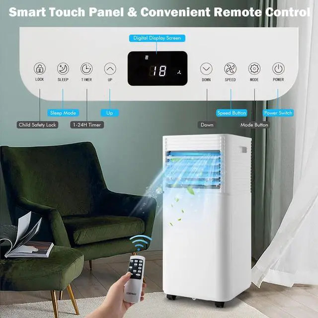Alt view image 5 of 7 - ARLIME Portable Air Conditioners, 10000 BTU Air Unit Cools up to 350 sq. ft. Freestanding Air Cooler w/Fan & Dehumidifier, Remote Control, Window Mount Kits for Home Office, White