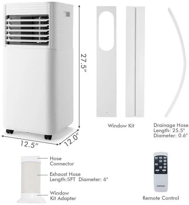 Alt view image 7 of 7 - ARLIME Portable Air Conditioners, 10000 BTU Air Unit Cools up to 350 sq. ft. Freestanding Air Cooler w/Fan & Dehumidifier, Remote Control, Window Mount Kits for Home Office, White