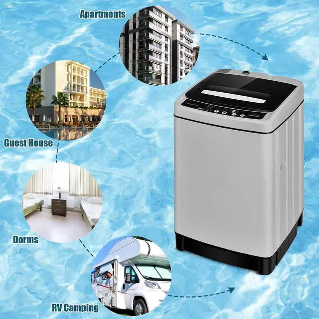 Alt view image 6 of 7 - ARLIME 2 in 1 Portable Washing Machine, Full-Automatic Washer 1.5 Cu.Ft Capacity, Laundry Washer & Spin Dryer w/Long Inlet & Outlet Hose For Apartments, Condos, Dorms, RVs Camping Living (Grey)