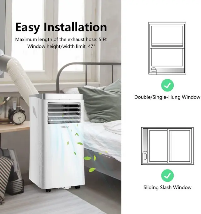 Alt view image 2 of 6 - ARLIME 3-IN-1 Portable Air Conditioner, 8000 BTU AC Unit w/Fan & Dehumidifier, 2 Fan Speed, 24H Timer, Low Noise Sleep Mode, Ait Conditioner for Bedroom, Cools up to 230 Sq.ft