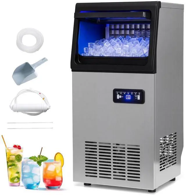 Main image of ARLIME Commercial Ice Maker, 110 lbs/24H Countertop Freestanding Ice Machine with 25 lbs Storage Capacity, Self-Cleaning, Stainless Steel, Filter Included, Perfect for Home Bar Cafe