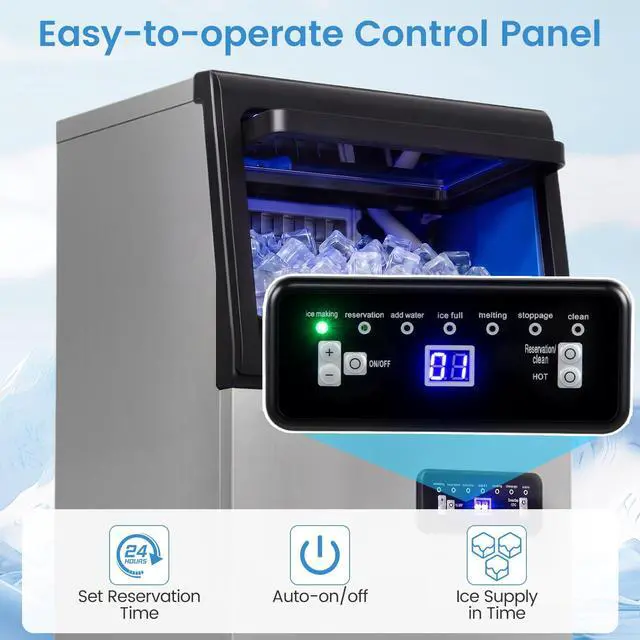 Alt view image 3 of 7 - ARLIME Commercial Ice Maker, 110 lbs/24H Countertop Freestanding Ice Machine with 25 lbs Storage Capacity, Self-Cleaning, Stainless Steel, Filter Included, Perfect for Home Bar Cafe