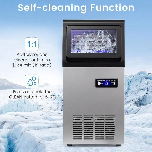 Alt view image 6 of 7 - ARLIME Commercial Ice Maker, 110 lbs/24H Countertop Freestanding Ice Machine with 25 lbs Storage Capacity, Self-Cleaning, Stainless Steel, Filter Included, Perfect for Home Bar Cafe