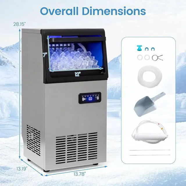 Alt view image 7 of 7 - ARLIME Commercial Ice Maker, 110 lbs/24H Countertop Freestanding Ice Machine with 25 lbs Storage Capacity, Self-Cleaning, Stainless Steel, Filter Included, Perfect for Home Bar Cafe